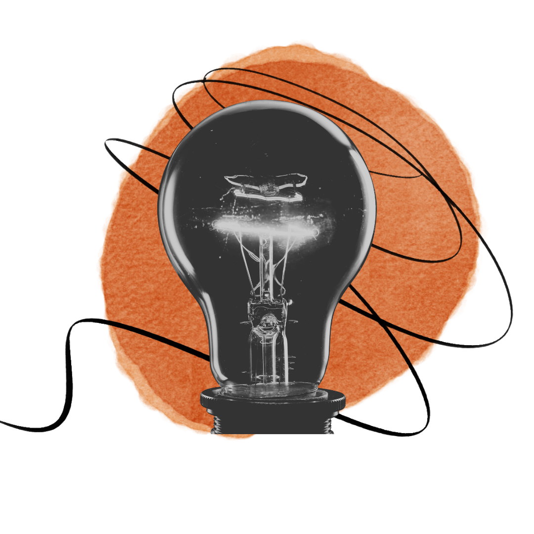 Orange lightbulb collage representing Facilitation and Training